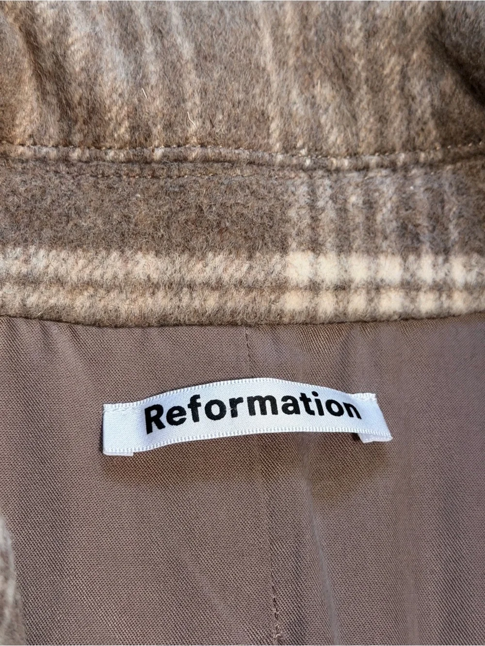 Reformation York Double Breasted Plaid Coat - Size Medium